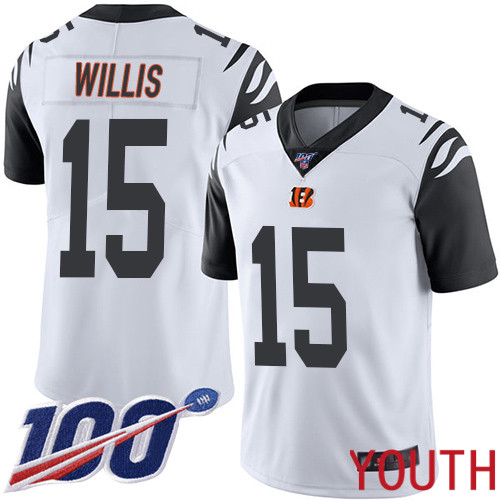 Cincinnati Bengals Limited White Youth Damion Willis Jersey NFL Footballl #15 100th Season Rush Vapor Untouchable